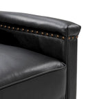 Genuine Leather 360 Swivel Armchair with Nailhead Trims