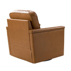 Genuine Leather 360 Swivel Armchair with Nailhead Trims