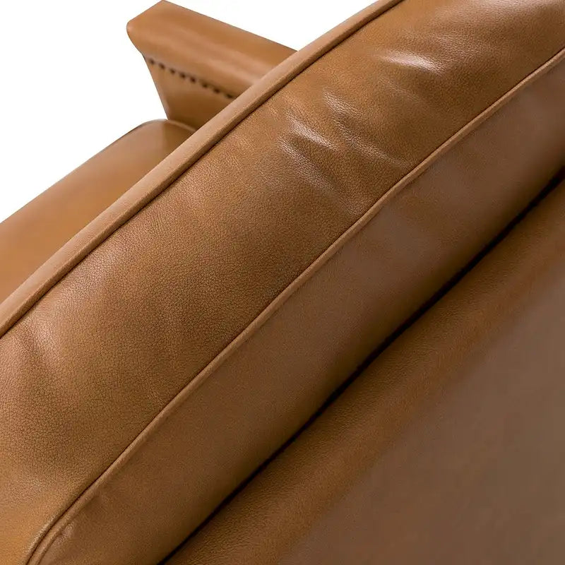Genuine Leather 360 Swivel Armchair with Nailhead Trims