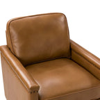 Genuine Leather 360 Swivel Armchair with Nailhead Trims