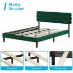 Velvet Upholstered Bed Frame with Tufted Headboard - King/Queen/Full