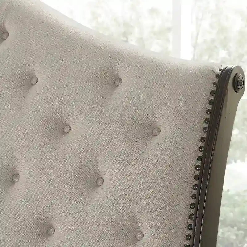 Beige Upholstered Sleigh Bed - Queen/King Size