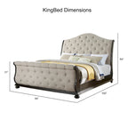 Beige Upholstered Sleigh Bed - Queen/King Size