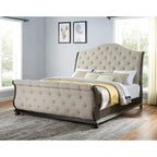 Beige Upholstered Sleigh Bed - Queen/King Size