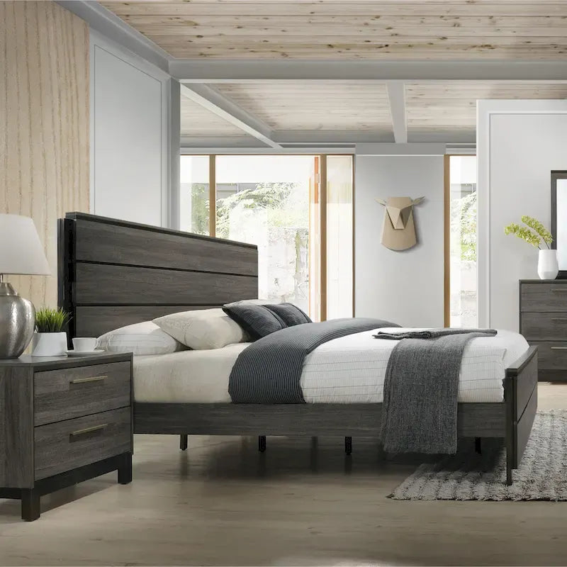 Grey Wood Queen Bedroom Set - 5 Piece