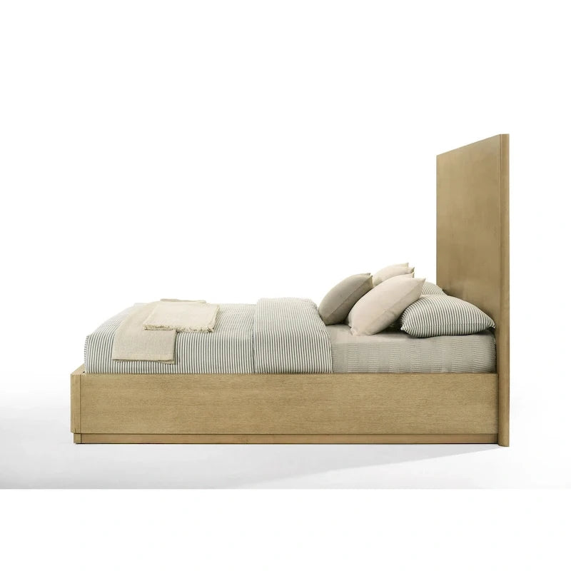 Natural Oak Bed with Rectangular Headboard - Queen/King
