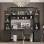 Black Double Desk Workstation with Storage for Two