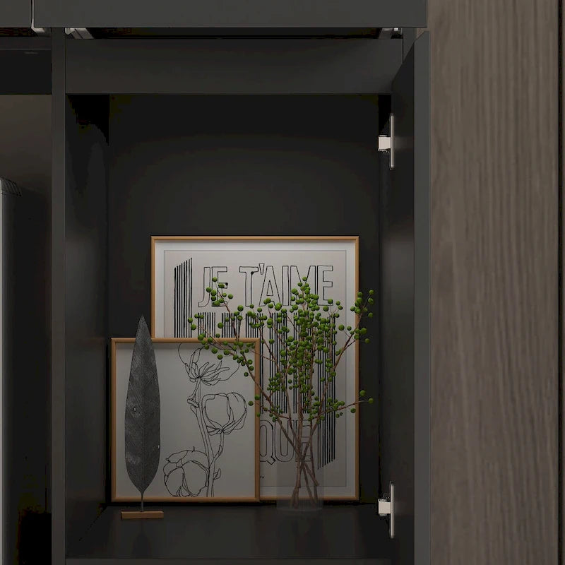 Black Double Desk Workstation with Storage for Two