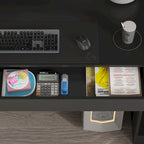 Black Double Desk Workstation with Storage for Two