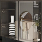 Black Double Desk Workstation with Storage for Two