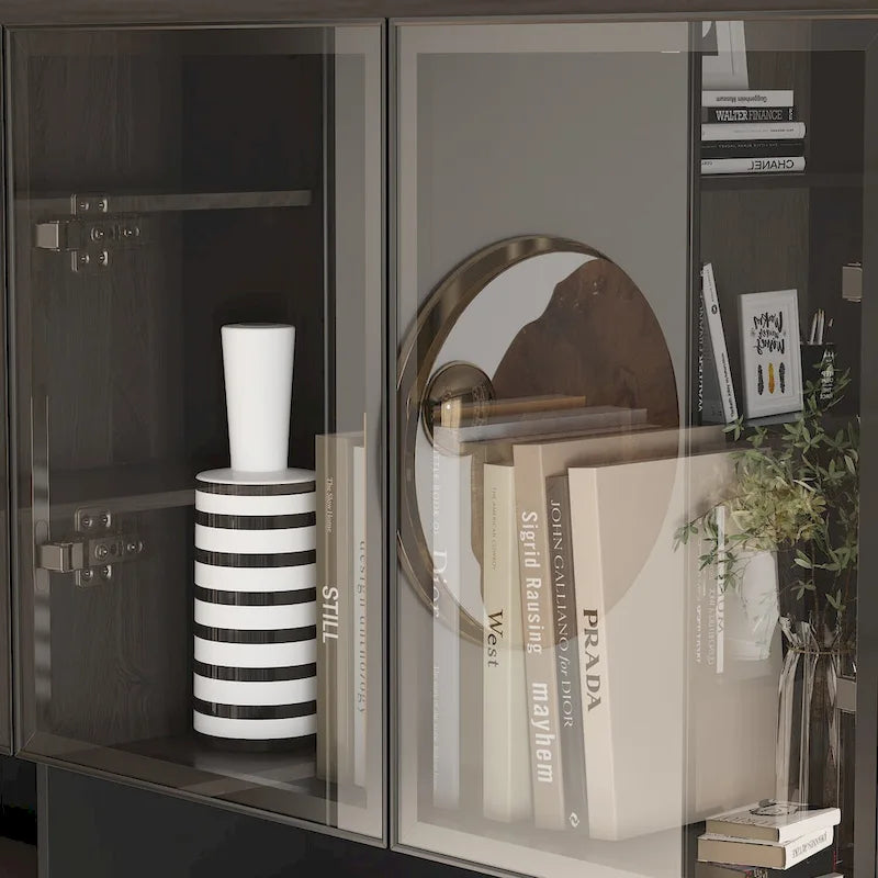 Black Double Desk Workstation with Storage for Two