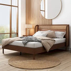 Rattan Wood Platform Queen Bed