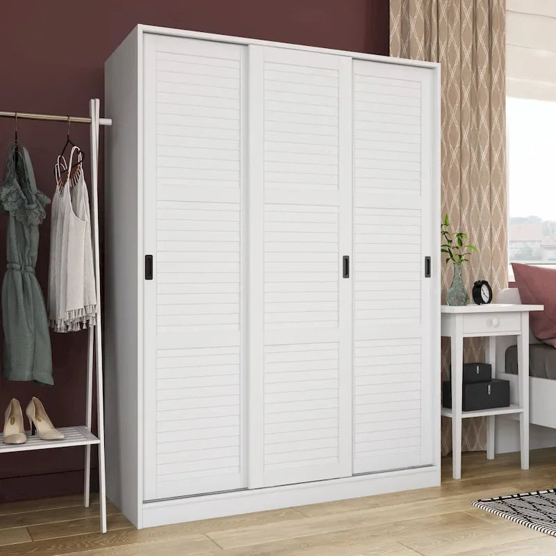 Solid Wood Wardrobe Armoire with Sliding Doors - Multiple Configurations