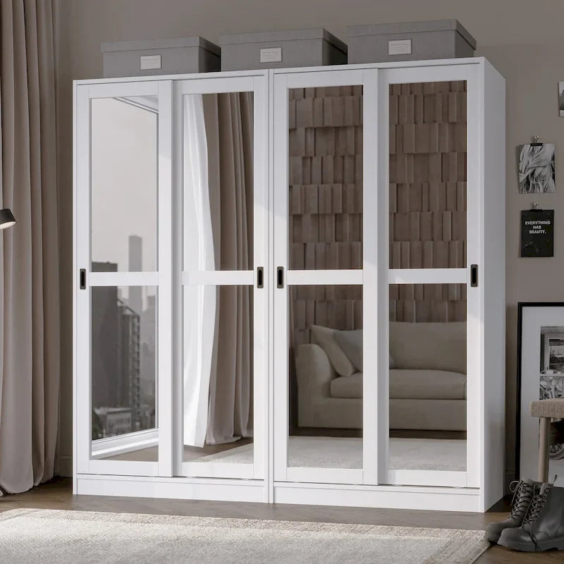 Solid Wood Wardrobe Armoire with Sliding Doors - Multiple Configurations