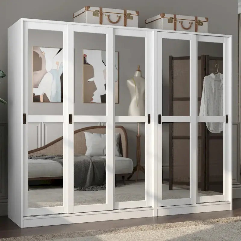 Solid Wood Wardrobe Armoire with Sliding Doors - Multiple Configurations