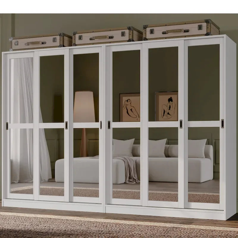 Solid Wood Wardrobe Armoire with Sliding Doors - Multiple Configurations