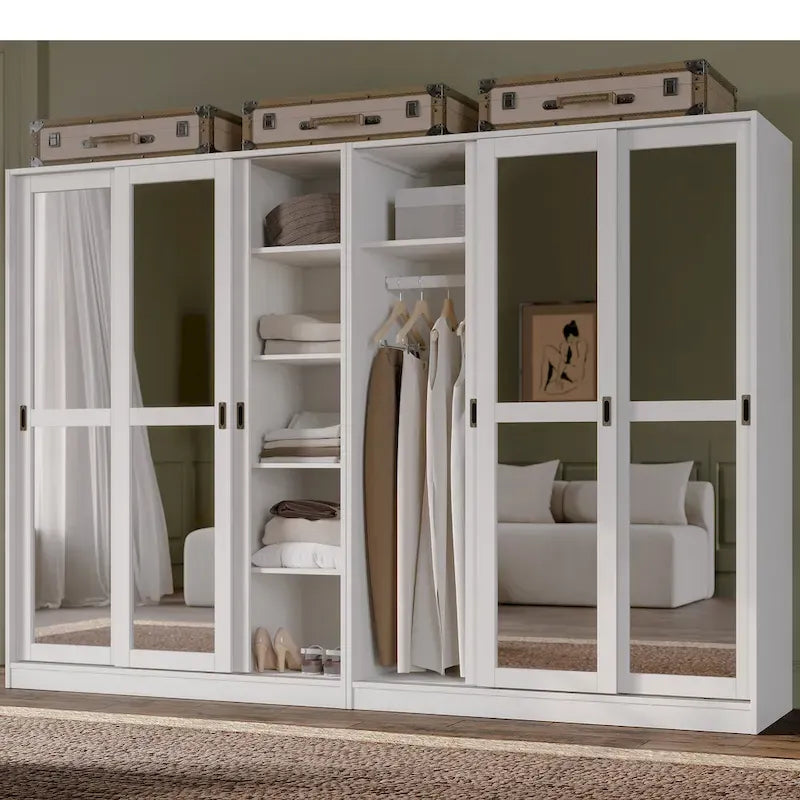 Solid Wood Wardrobe Armoire with Sliding Doors - Multiple Configurations