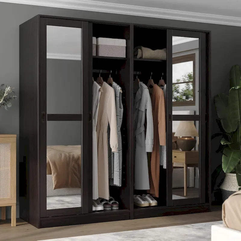 Solid Wood Wardrobe Armoire with Sliding Doors - Multiple Configurations