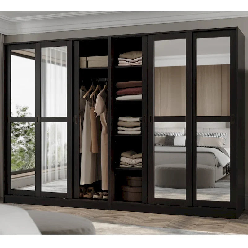 Solid Wood Wardrobe Armoire with Sliding Doors - Multiple Configurations