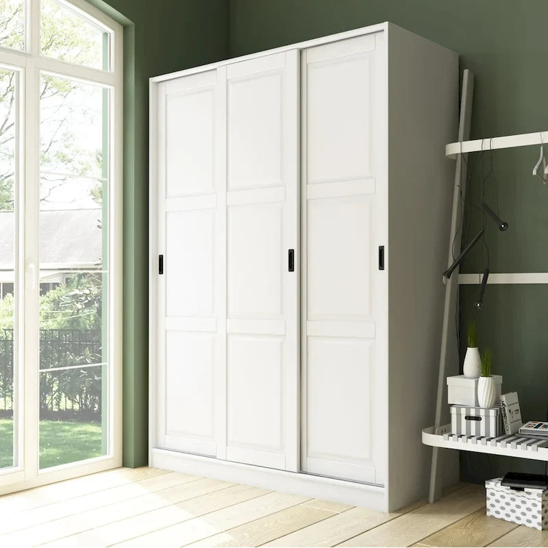 Solid Wood Wardrobe Armoire with Sliding Doors - Multiple Configurations