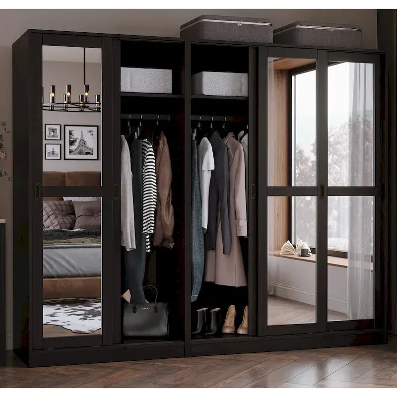 Solid Wood Wardrobe Armoire with Sliding Doors - Multiple Configurations