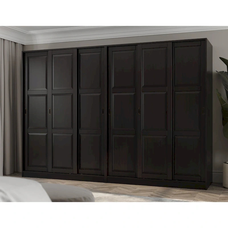 Solid Wood Wardrobe Armoire with Sliding Doors - Multiple Configurations