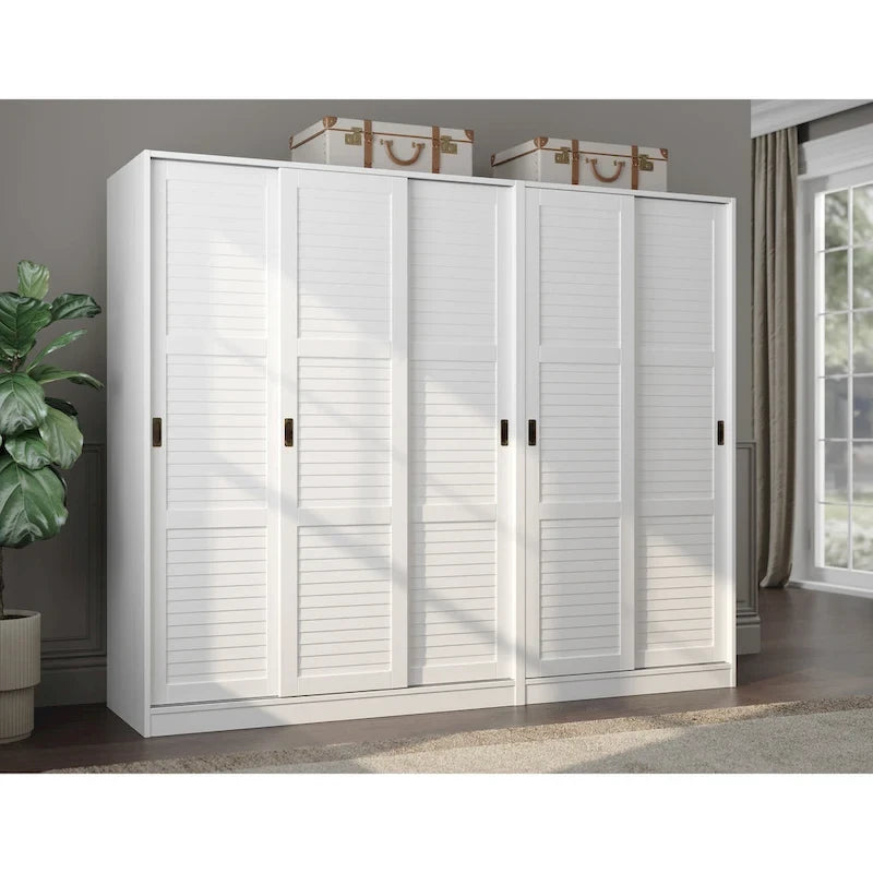 Solid Wood Wardrobe Armoire with Sliding Doors - Multiple Configurations