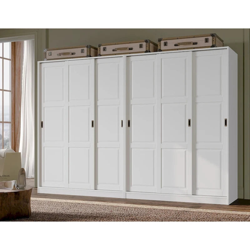 Solid Wood Wardrobe Armoire with Sliding Doors - Multiple Configurations