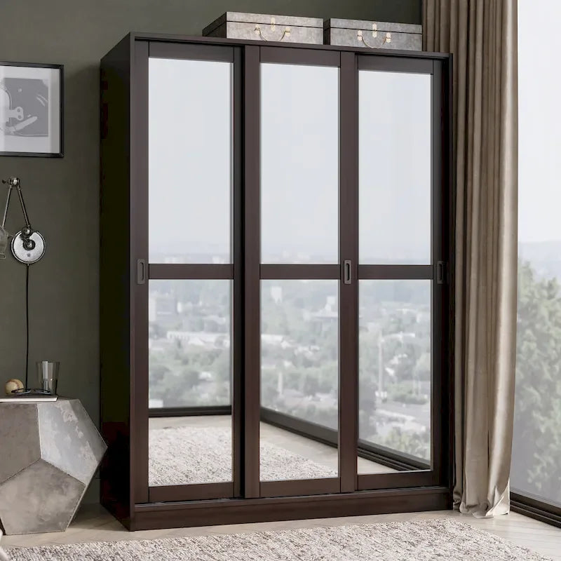 Solid Wood Wardrobe Armoire with Sliding Doors - Multiple Configurations