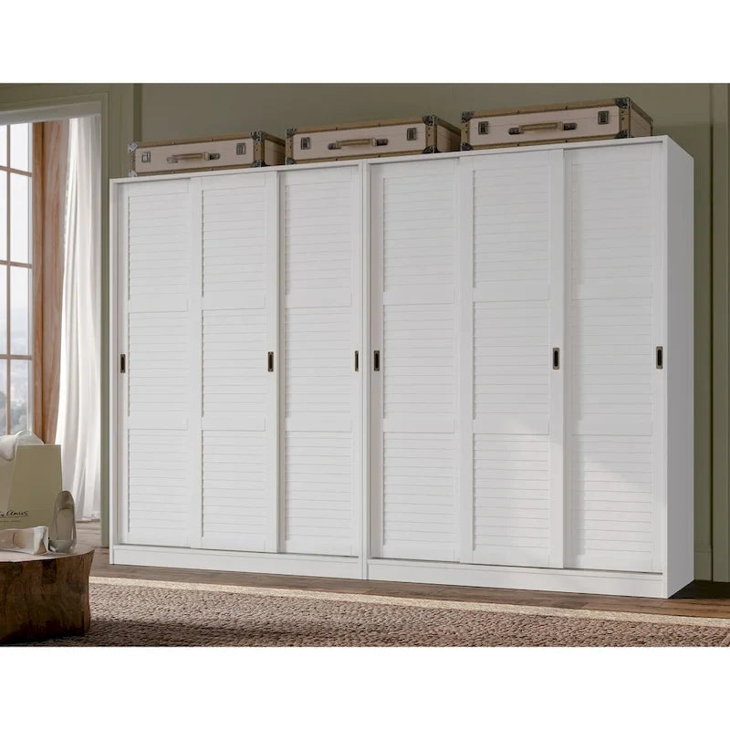 Solid Wood Wardrobe Armoire with Sliding Doors - Multiple Configurations