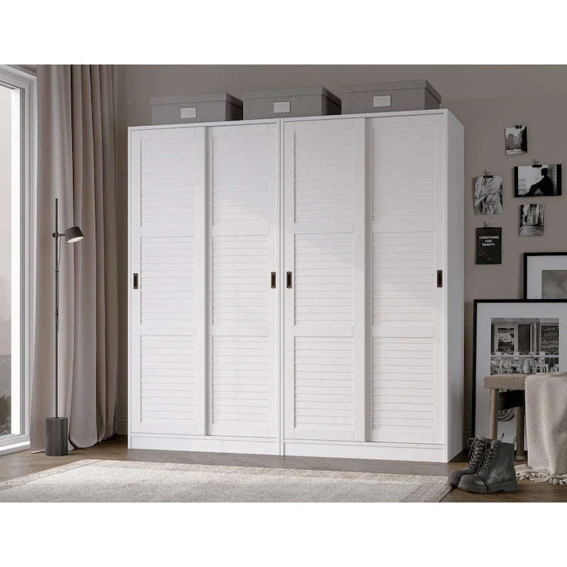 Solid Wood Wardrobe Armoire with Sliding Doors - Multiple Configurations
