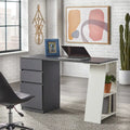 Modern Writing Desk with Drawers - Grey/White - Single User