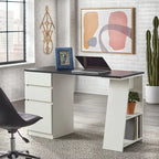 Modern Writing Desk with Drawers - Grey/White - Single User