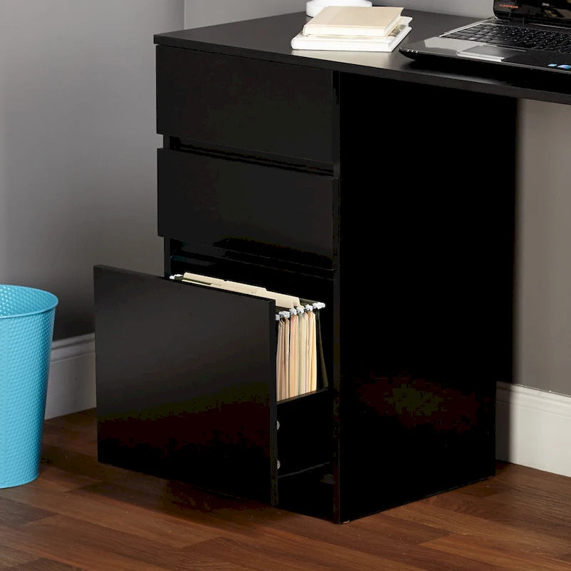 Modern Writing Desk with Drawers - Grey/White - Single User