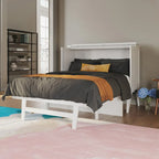 White Full Murphy Bed Desk with Memory Foam Mattress