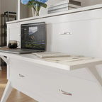 White Full Murphy Bed Desk with Memory Foam Mattress