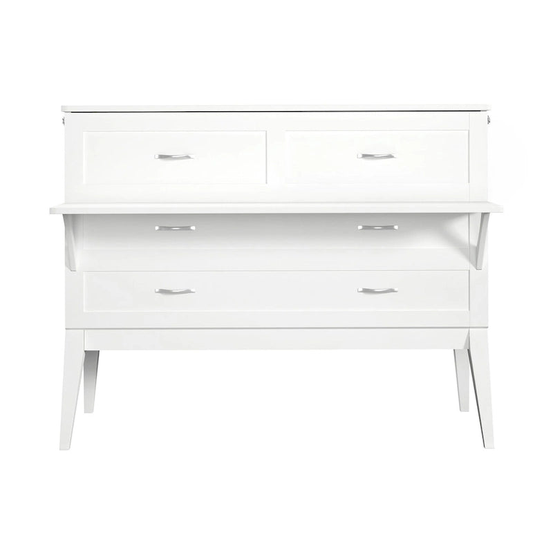 White Full Murphy Bed Desk with Memory Foam Mattress