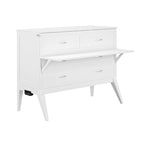 White Full Murphy Bed Desk with Memory Foam Mattress