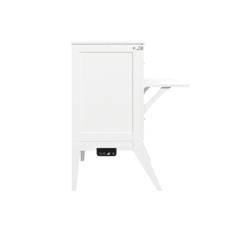 White Full Murphy Bed Desk with Memory Foam Mattress