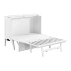 White Full Murphy Bed Desk with Memory Foam Mattress