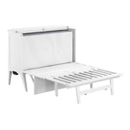 White Full Murphy Bed Desk with Memory Foam Mattress