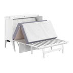White Full Murphy Bed Desk with Memory Foam Mattress