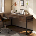 60-Inch Industrial Desk with Keyboard Tray - Rustic Brown