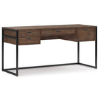 60-Inch Industrial Desk with Keyboard Tray - Rustic Brown