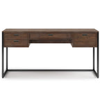 60-Inch Industrial Desk with Keyboard Tray - Rustic Brown
