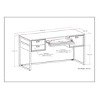60-Inch Industrial Desk with Keyboard Tray - Rustic Brown