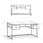 60-Inch Industrial Desk with Keyboard Tray - Rustic Brown