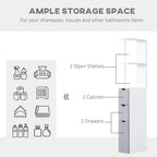 Bathroom Tower Storage Cabinet - 6 W x 13 D x 55.25 H