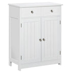 White Freestanding Bathroom Storage Cabinet with 2 Drawers and Adjustable Shelf