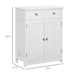 White Freestanding Bathroom Storage Cabinet with 2 Drawers and Adjustable Shelf